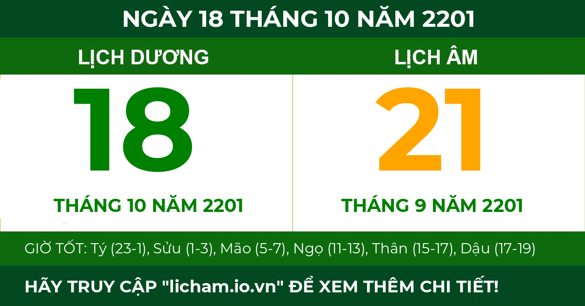 lịch âm ngày 18 tháng 10 năm 2201