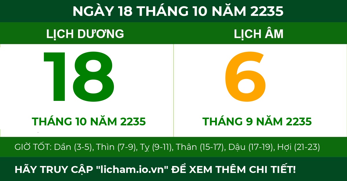 lịch âm ngày 18 tháng 10 năm 2235