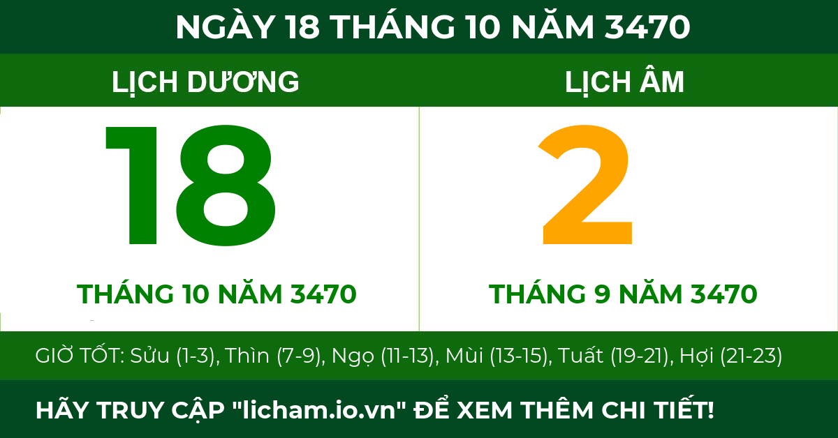 lịch âm ngày 18 tháng 10 năm 3470