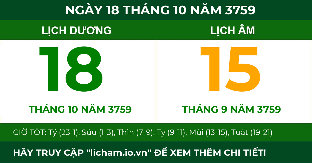 lịch âm ngày 18 tháng 10 năm 3759