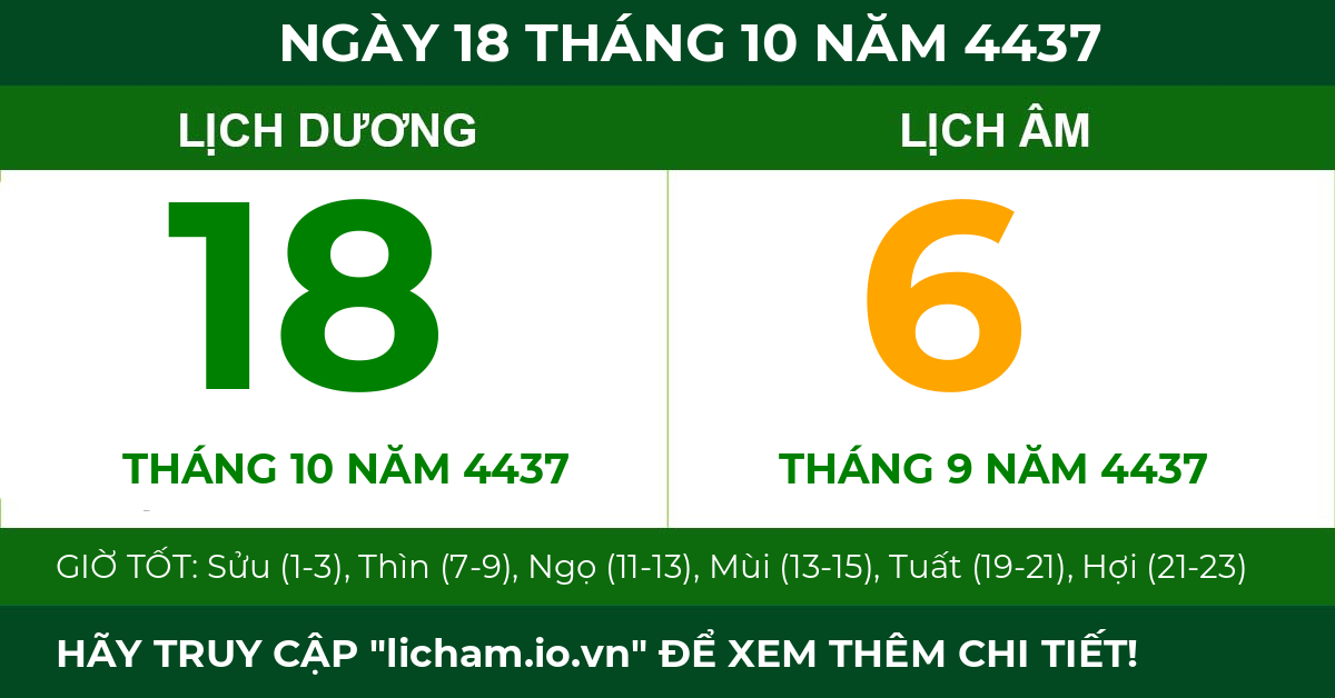 lịch âm ngày 18 tháng 10 năm 4437
