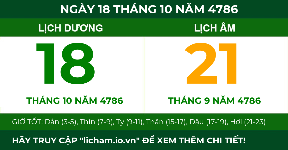 lịch âm ngày 18 tháng 10 năm 4786