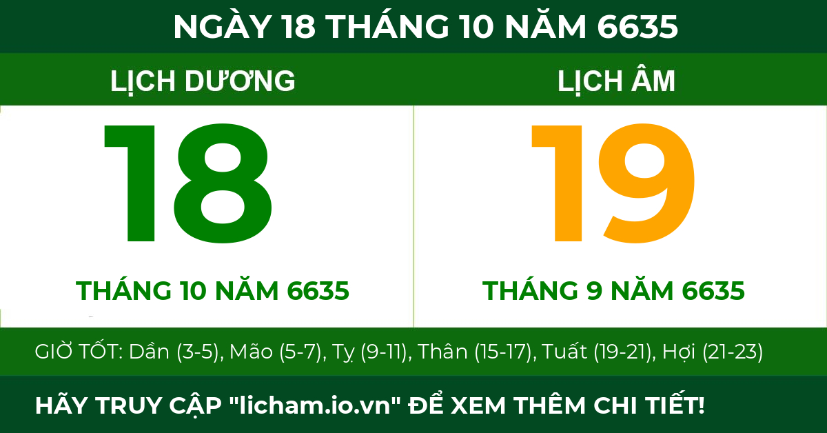 lịch âm ngày 18 tháng 10 năm 6635