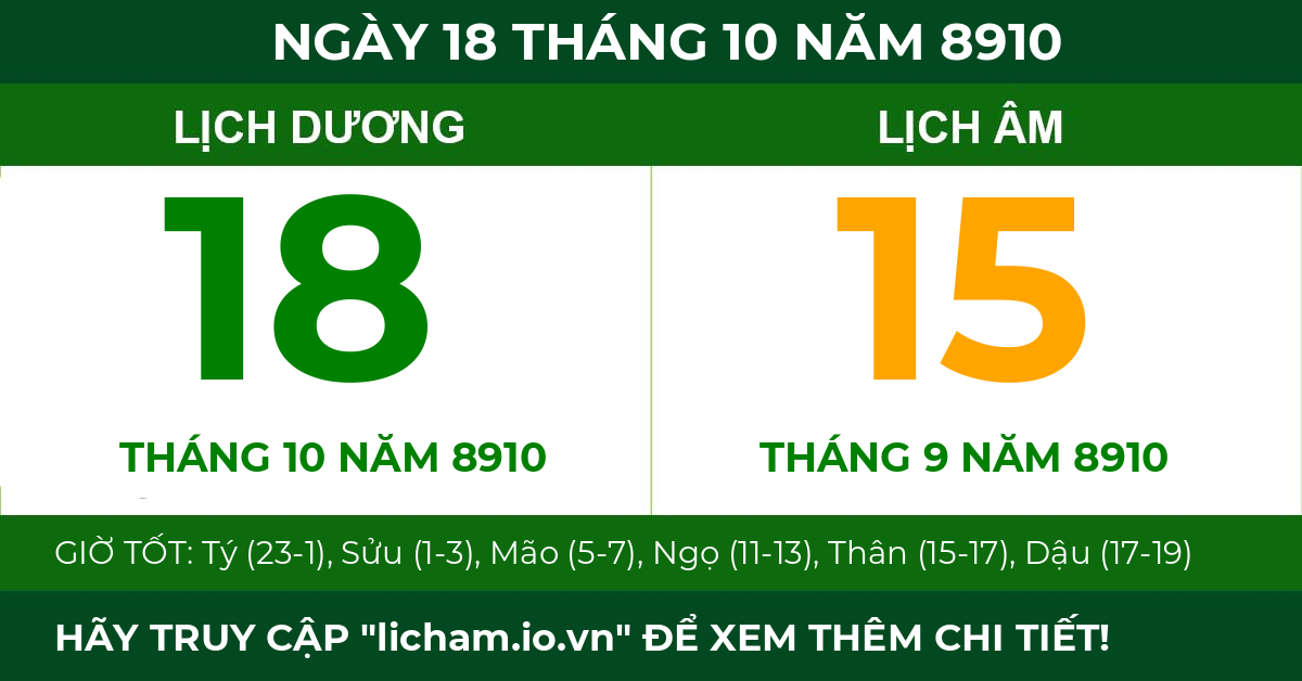 lịch âm ngày 18 tháng 10 năm 8910