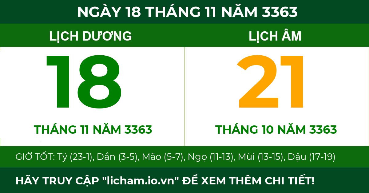 lịch âm ngày 18 tháng 11 năm 3363
