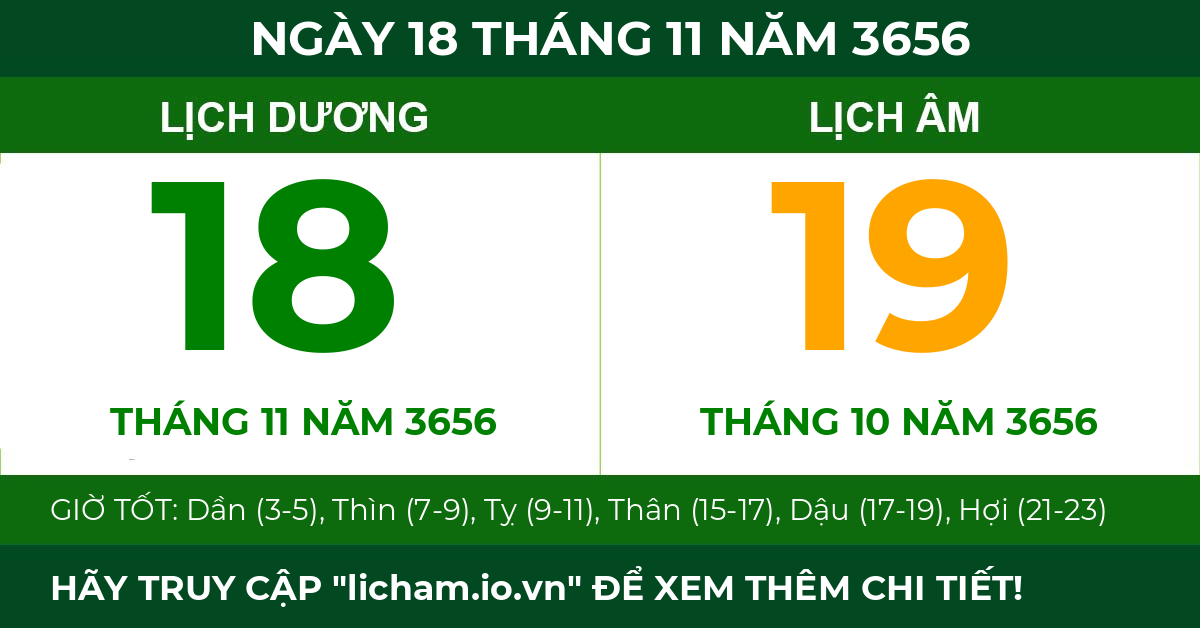 lịch âm ngày 18 tháng 11 năm 3656
