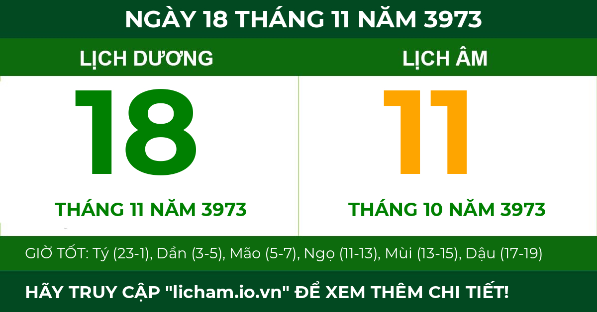 lịch âm ngày 18 tháng 11 năm 3973