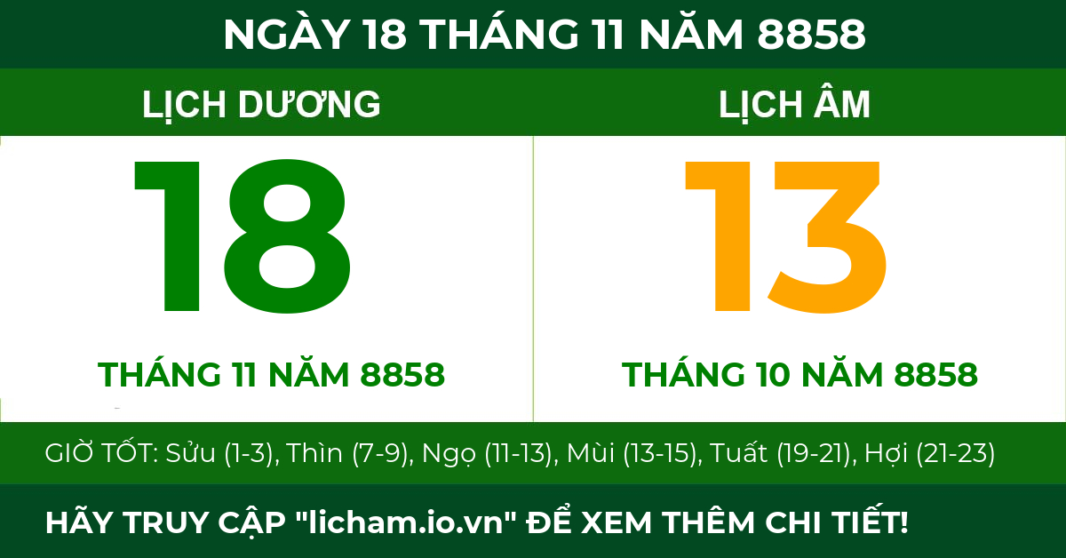 lịch âm ngày 18 tháng 11 năm 8858