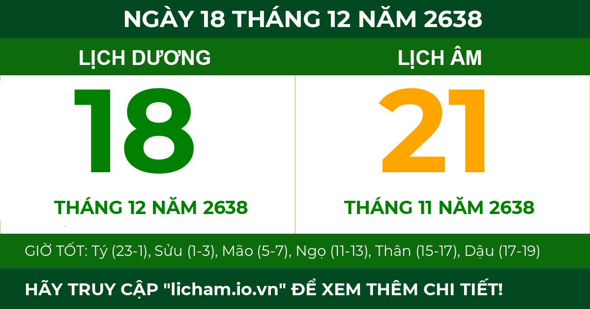 lịch âm ngày 18 tháng 12 năm 2638