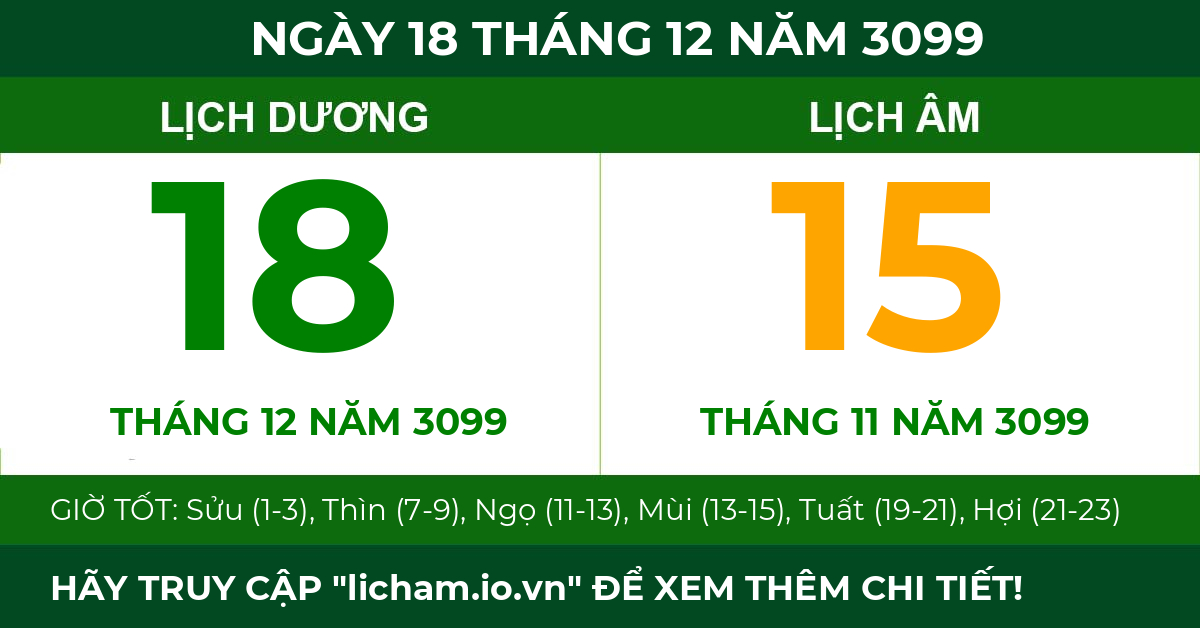 lịch âm ngày 18 tháng 12 năm 3099