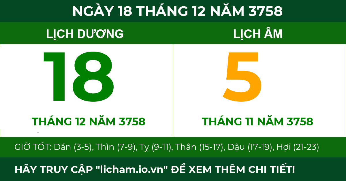 lịch âm ngày 18 tháng 12 năm 3758