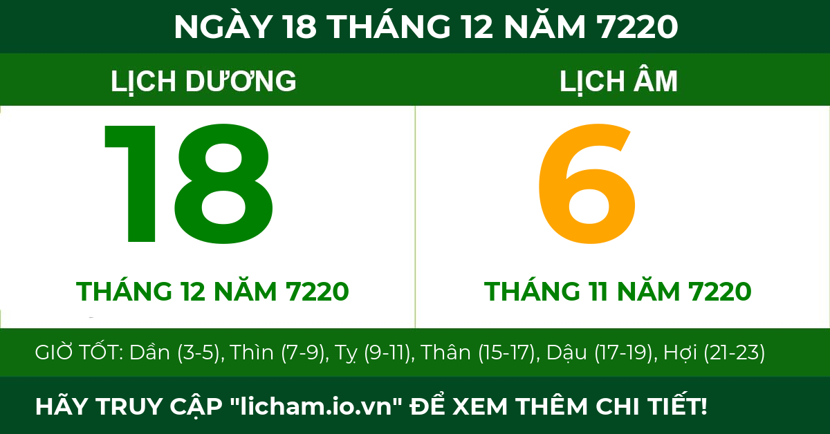 lịch âm ngày 18 tháng 12 năm 7220