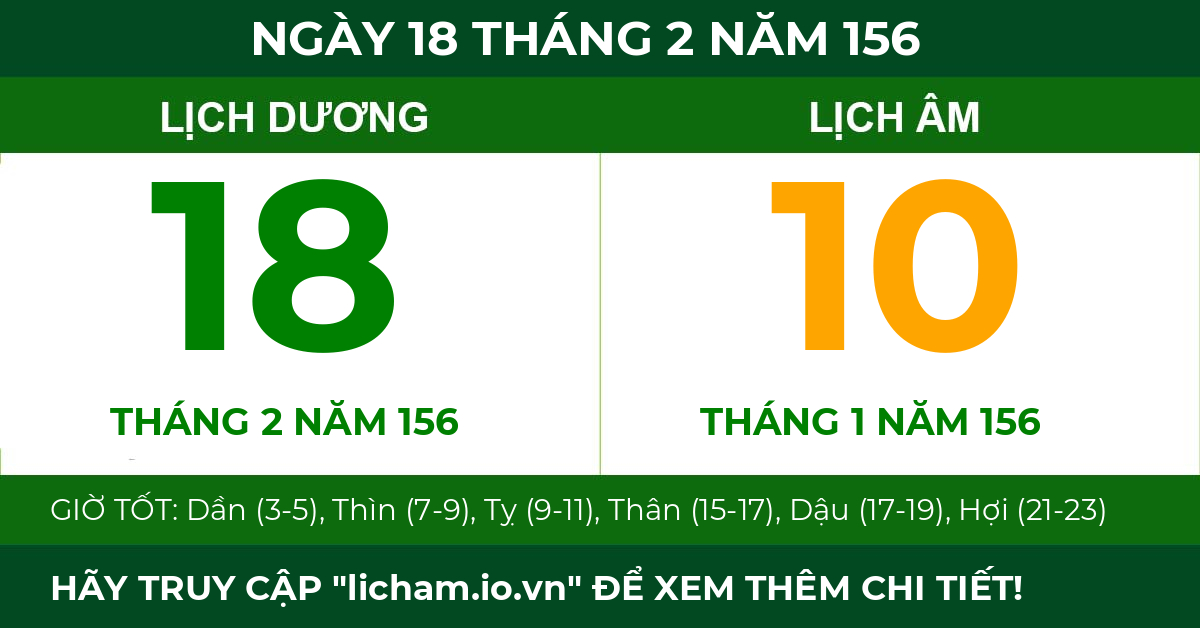 lịch âm ngày 18 tháng 2 năm 156