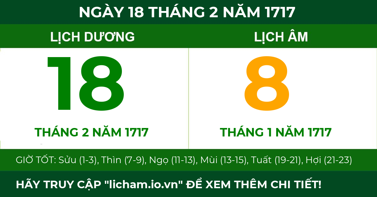 lịch âm ngày 18 tháng 2 năm 1717