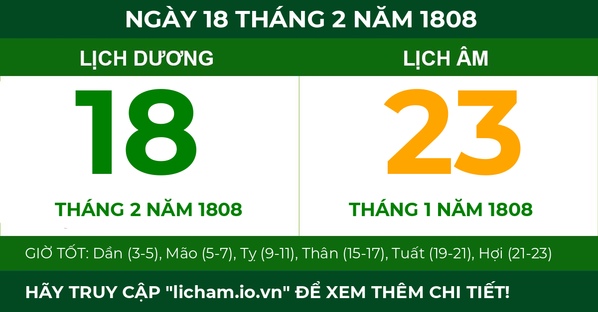 lịch âm ngày 18 tháng 2 năm 1808