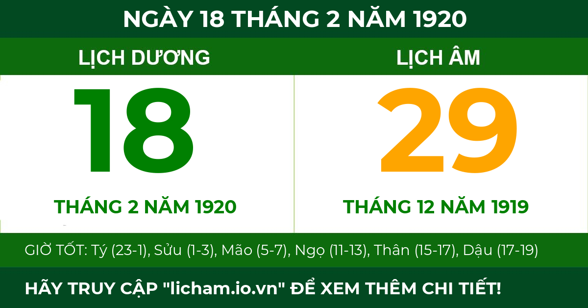 lịch âm ngày 18 tháng 2 năm 1920