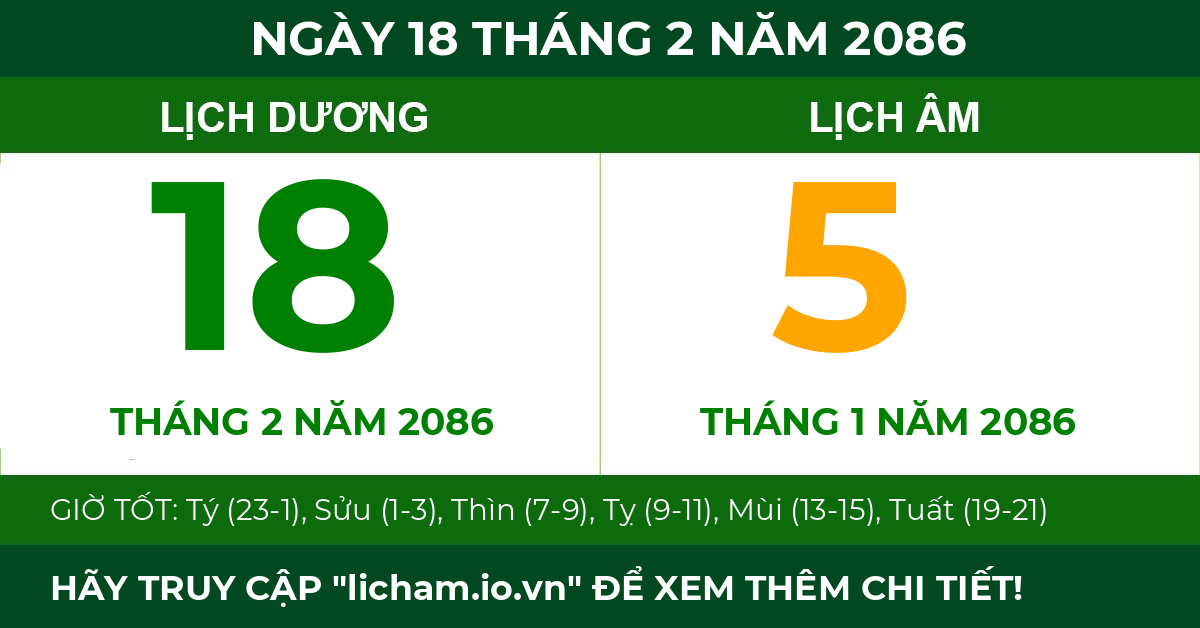 lịch âm ngày 18 tháng 2 năm 2086