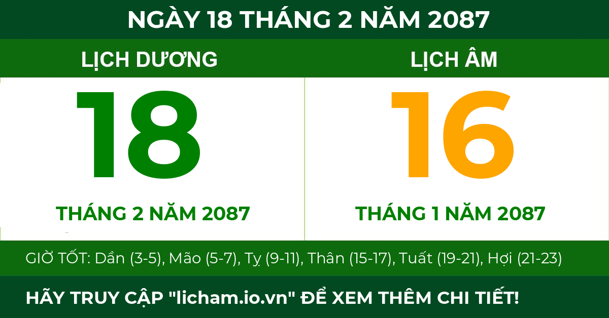 lịch âm ngày 18 tháng 2 năm 2087
