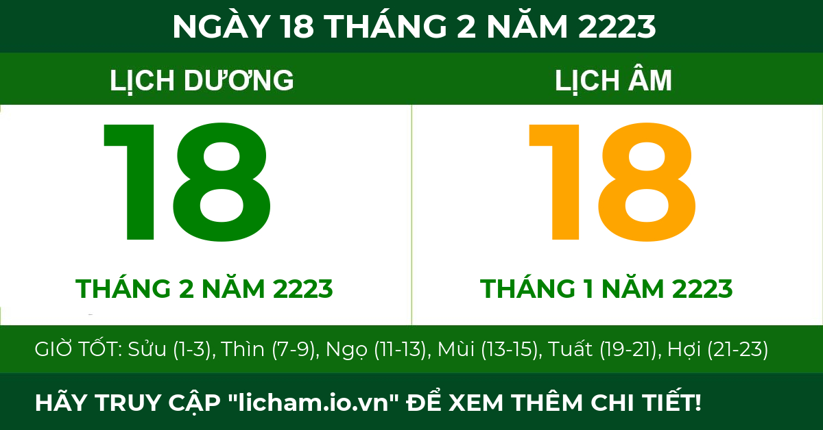 lịch âm ngày 18 tháng 2 năm 2223
