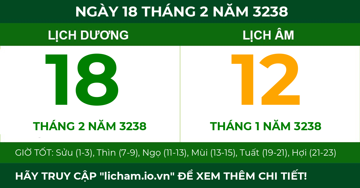 lịch âm ngày 18 tháng 2 năm 3238