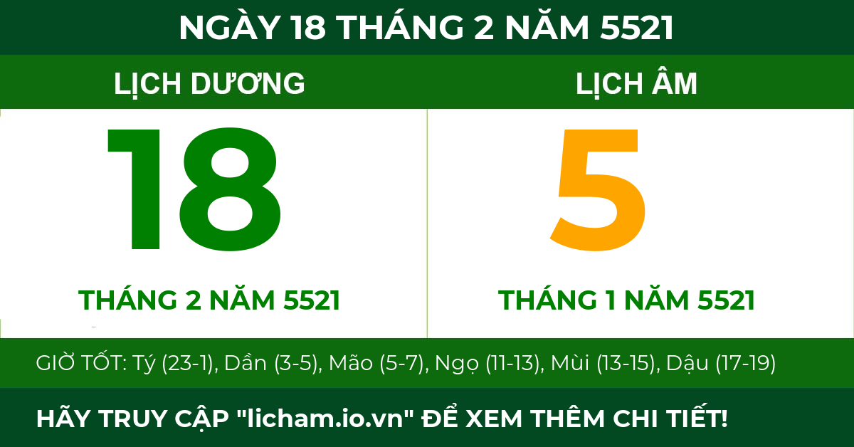 lịch âm ngày 18 tháng 2 năm 5521