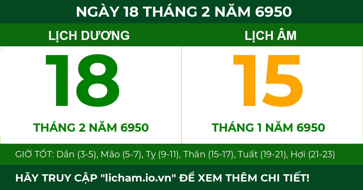 lịch âm ngày 18 tháng 2 năm 6950