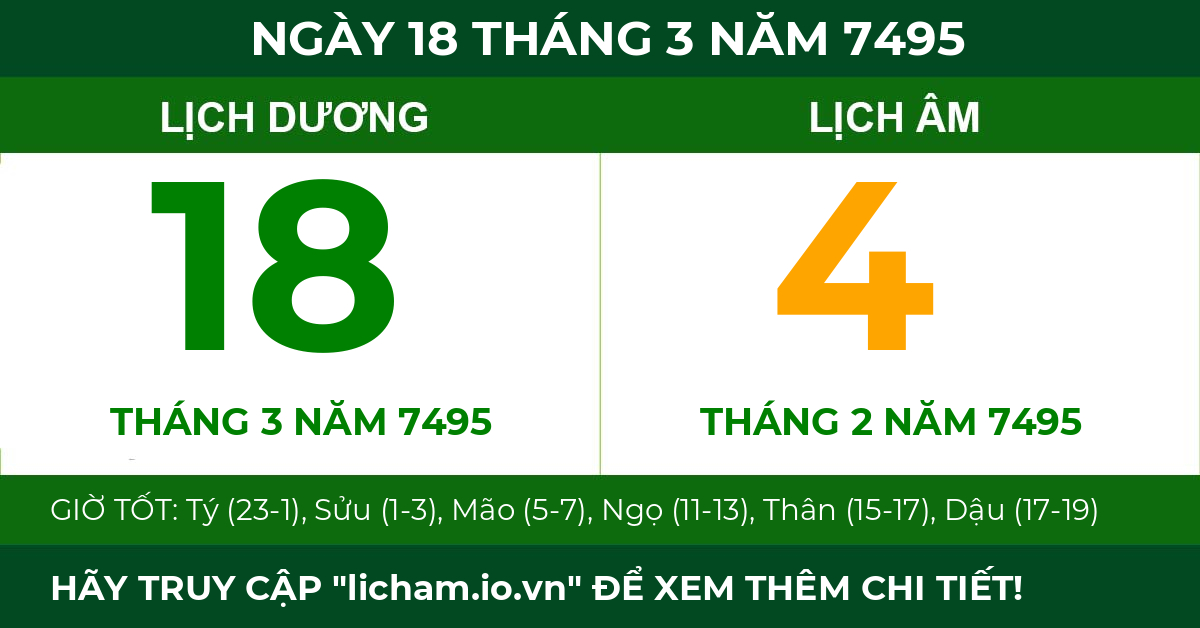 lịch âm ngày 18 tháng 3 năm 7495