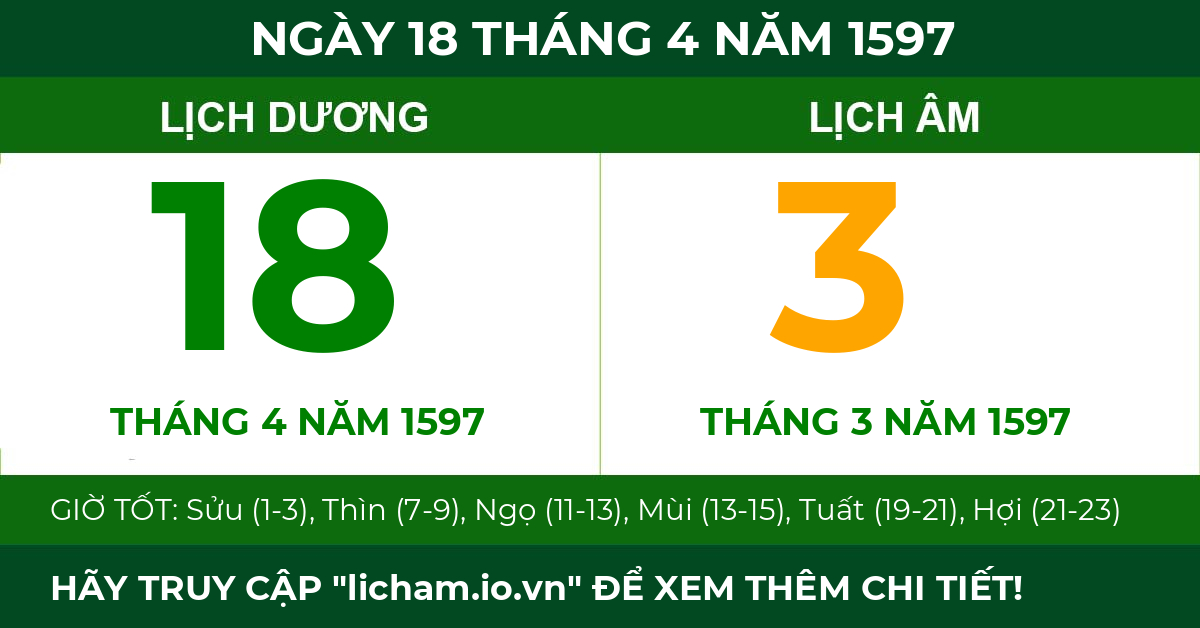 lịch âm ngày 18 tháng 4 năm 1597
