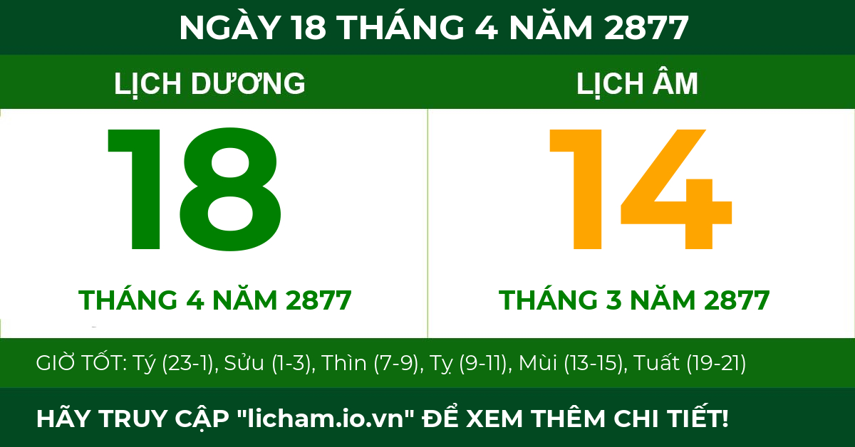 lịch âm ngày 18 tháng 4 năm 2877