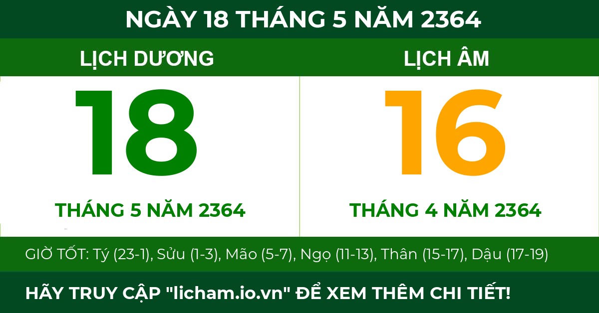 lịch âm ngày 18 tháng 5 năm 2364