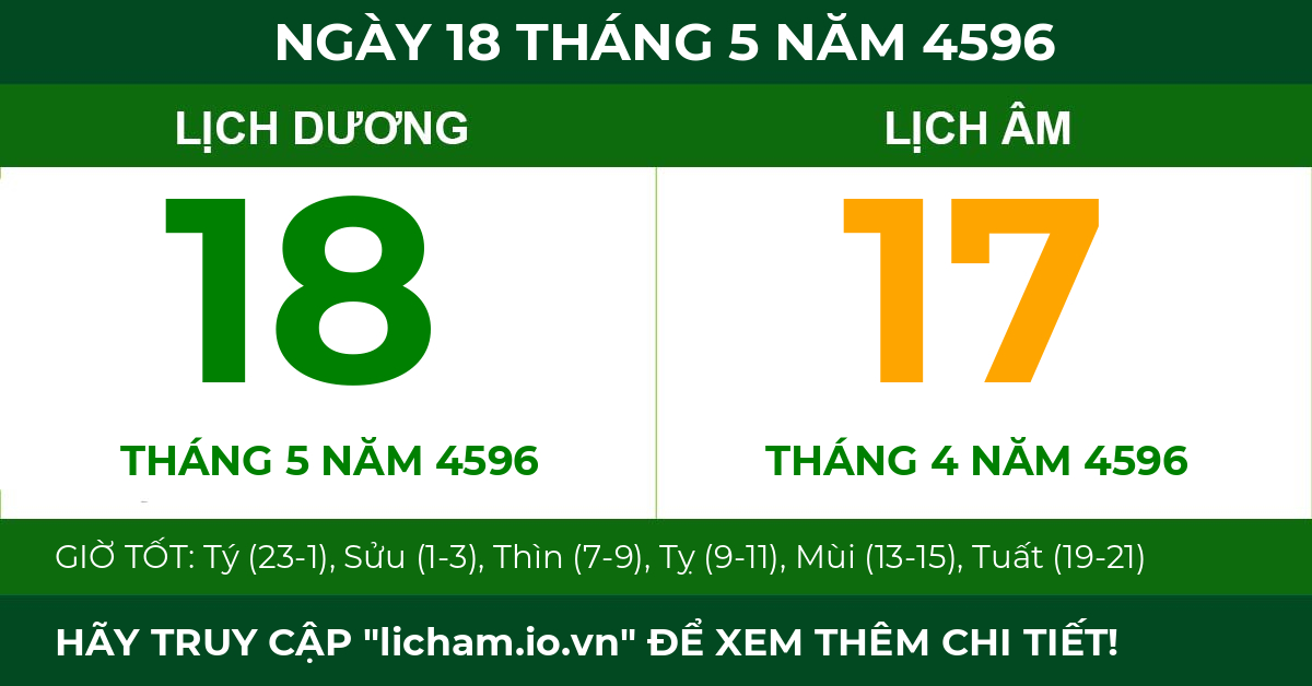lịch âm ngày 18 tháng 5 năm 4596