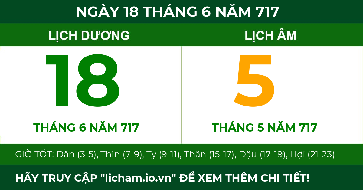lịch âm ngày 18 tháng 6 năm 717