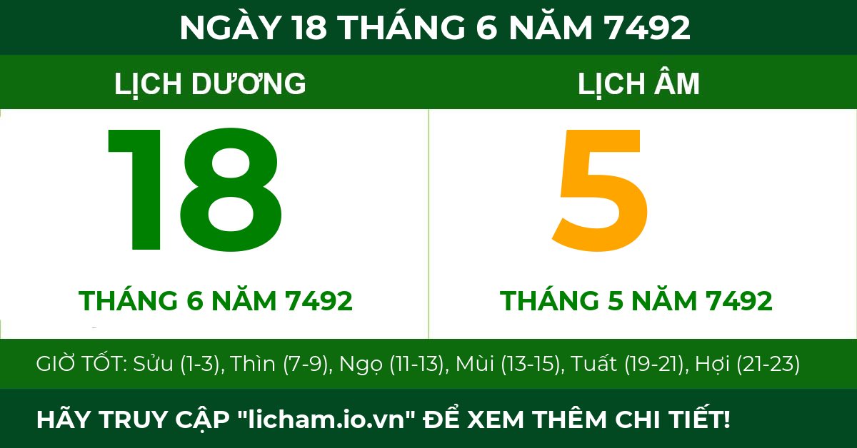 lịch âm ngày 18 tháng 6 năm 7492