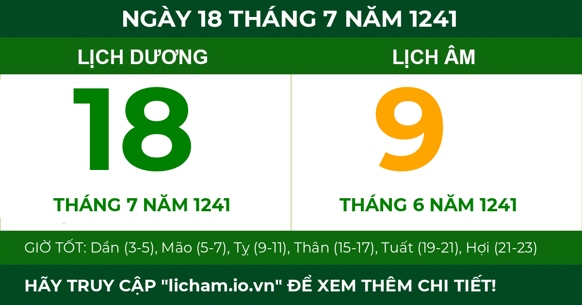 lịch âm ngày 18 tháng 7 năm 1241