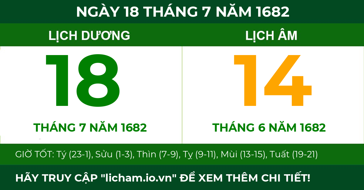 lịch âm ngày 18 tháng 7 năm 1682