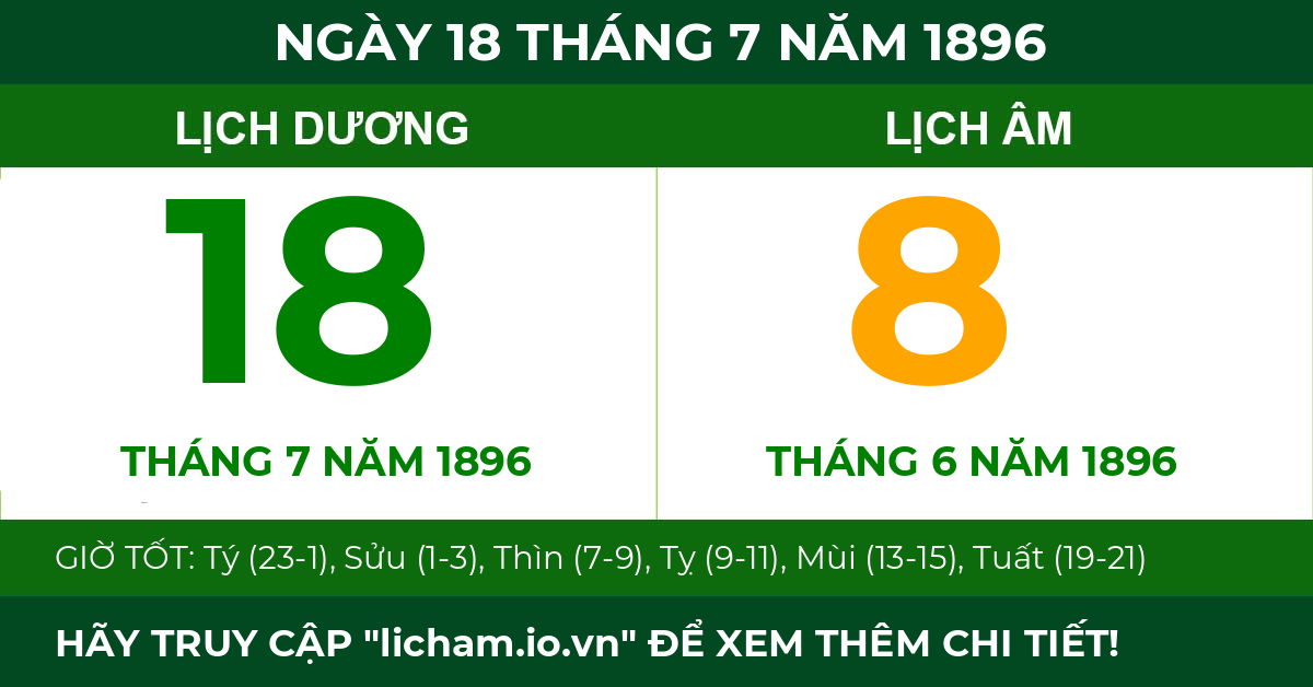 lịch âm ngày 18 tháng 7 năm 1896