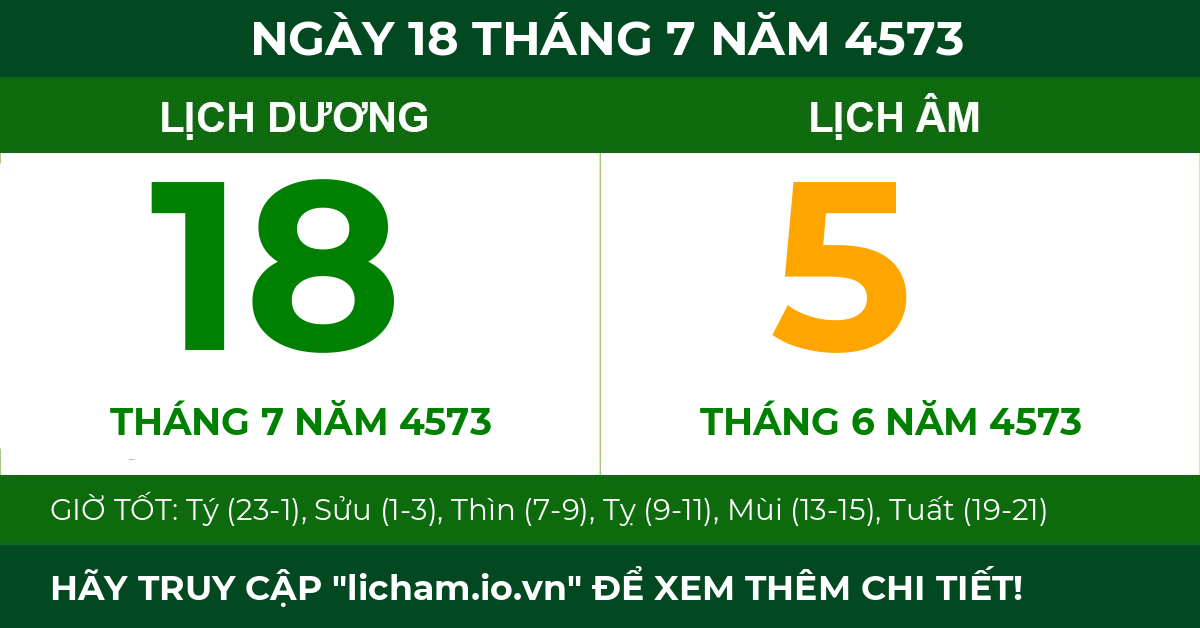 lịch âm ngày 18 tháng 7 năm 4573