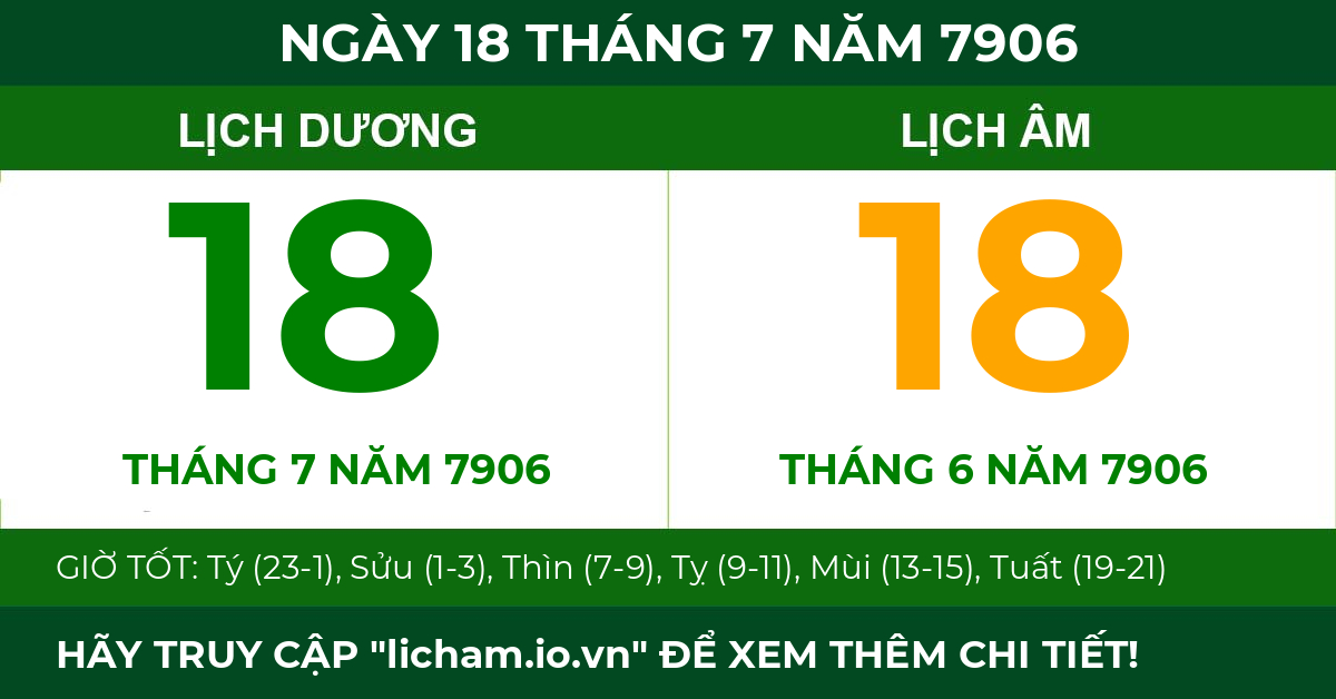 lịch âm ngày 18 tháng 7 năm 7906