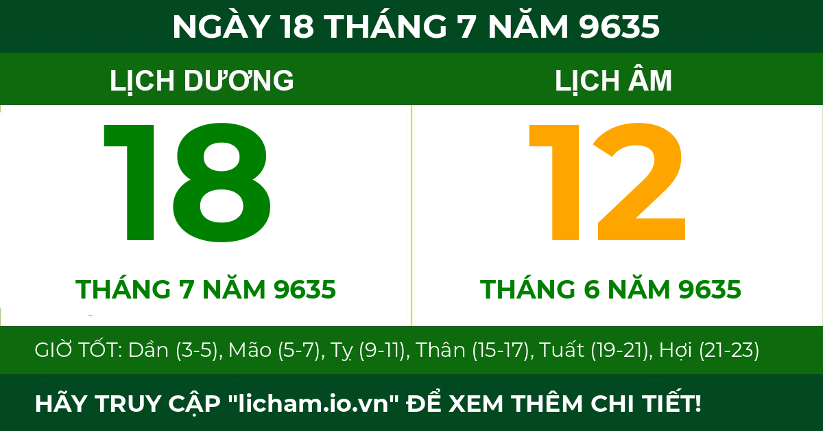 lịch âm ngày 18 tháng 7 năm 9635