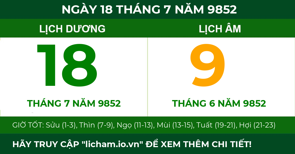 lịch âm ngày 18 tháng 7 năm 9852