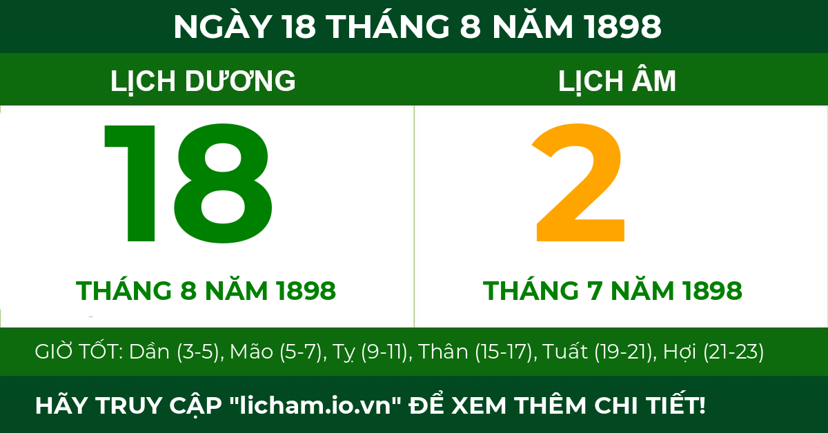 lịch âm ngày 18 tháng 8 năm 1898