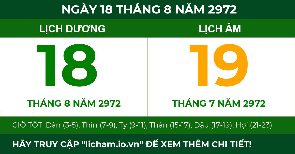 lịch âm ngày 18 tháng 8 năm 2972