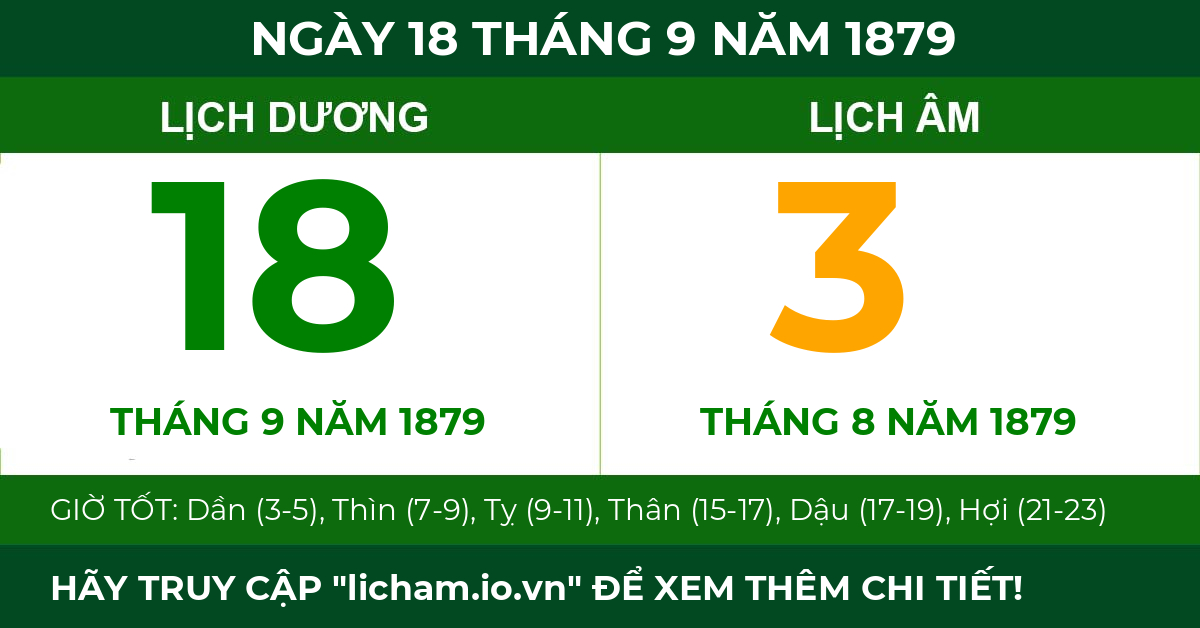 lịch âm ngày 18 tháng 9 năm 1879