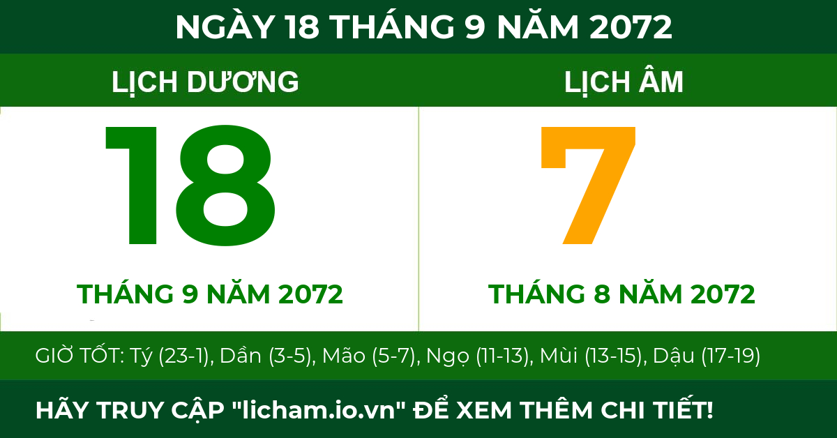 lịch âm ngày 18 tháng 9 năm 2072
