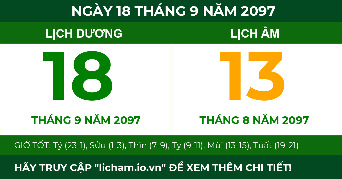 lịch âm ngày 18 tháng 9 năm 2097
