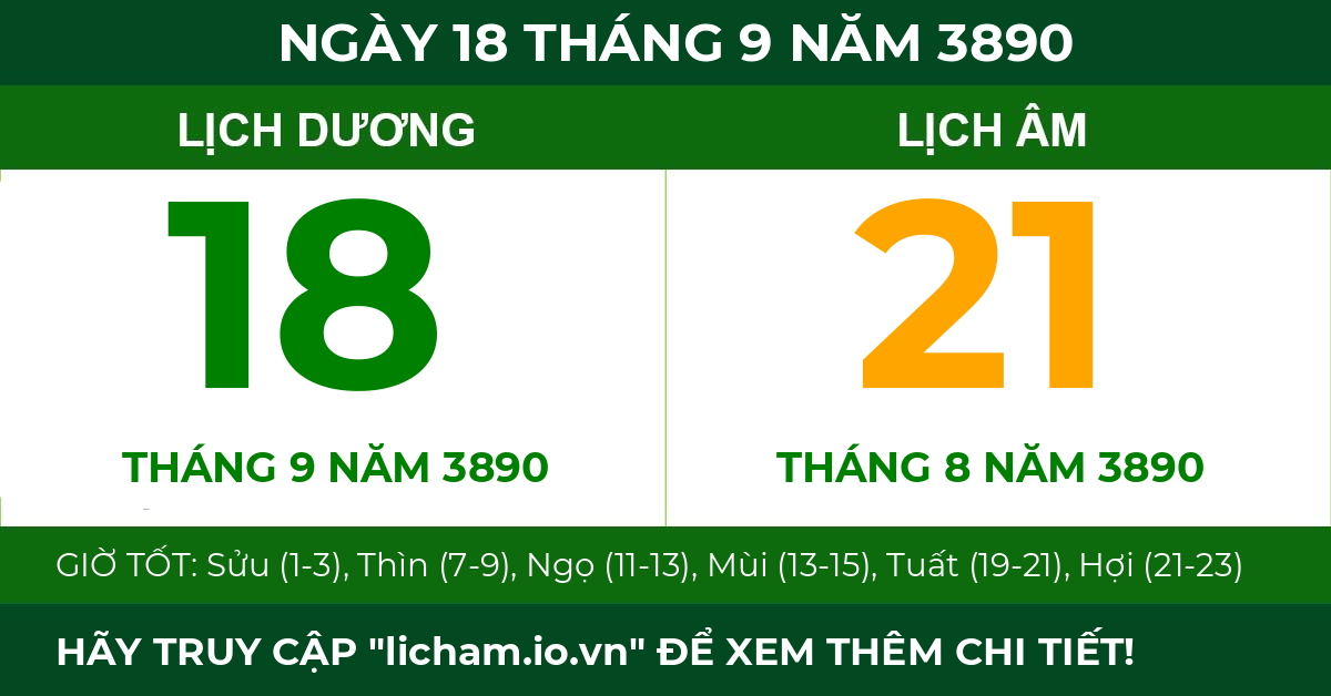 lịch âm ngày 18 tháng 9 năm 3890