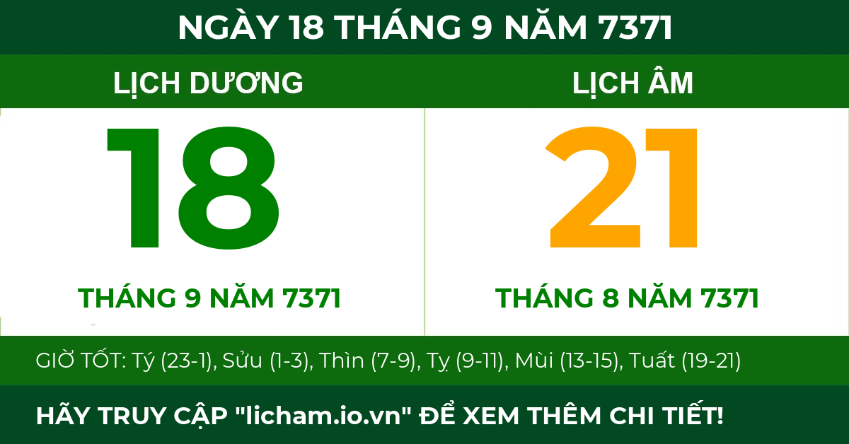 lịch âm ngày 18 tháng 9 năm 7371