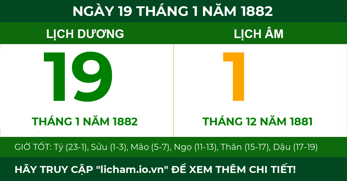 lịch âm ngày 19 tháng 1 năm 1882
