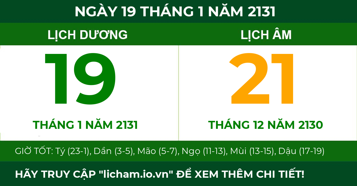lịch âm ngày 19 tháng 1 năm 2131