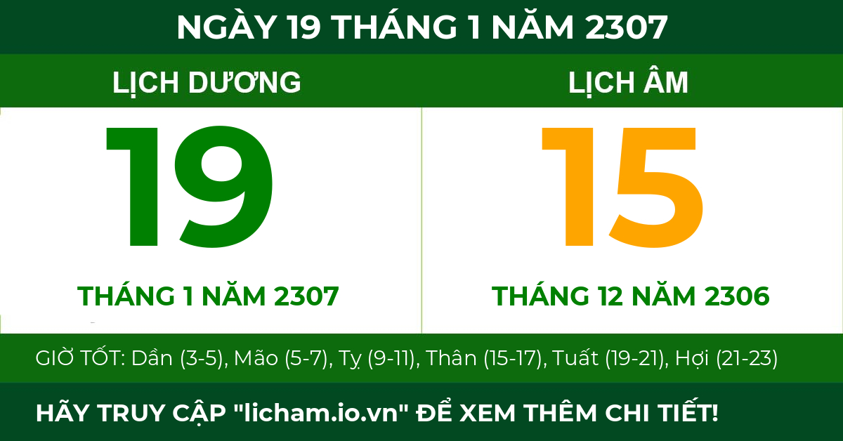 lịch âm ngày 19 tháng 1 năm 2307